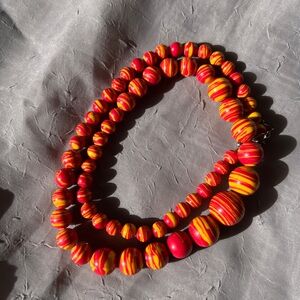 Rainbow Calsilica necklace red yellow